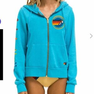AVIATOR NATION MALIBU ZIP HOODIE - NEON BLUE